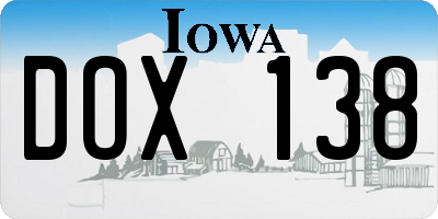 IA license plate DOX138