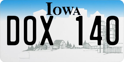 IA license plate DOX140