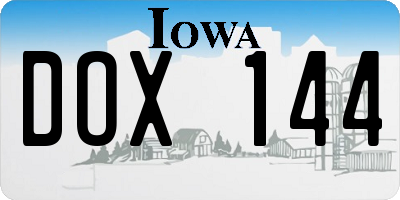 IA license plate DOX144