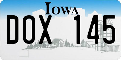 IA license plate DOX145