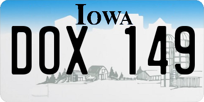 IA license plate DOX149