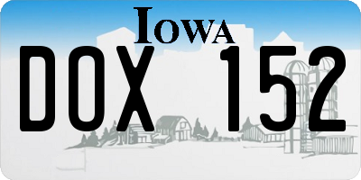 IA license plate DOX152