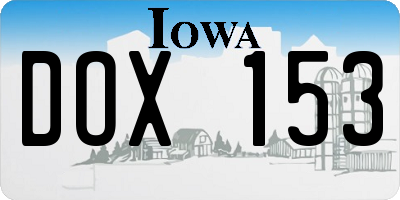 IA license plate DOX153