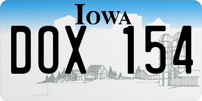 IA license plate DOX154
