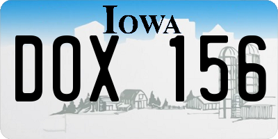 IA license plate DOX156
