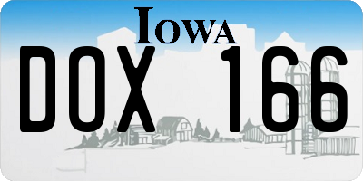 IA license plate DOX166