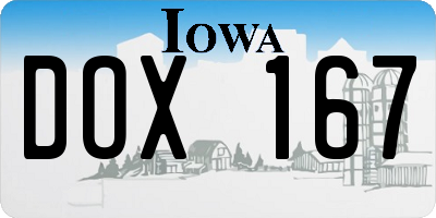 IA license plate DOX167