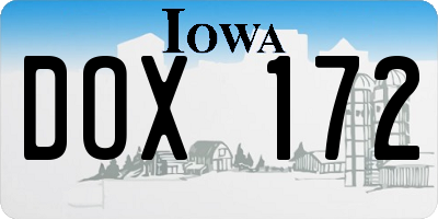 IA license plate DOX172
