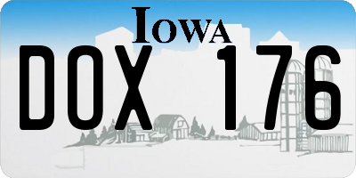 IA license plate DOX176