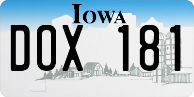 IA license plate DOX181