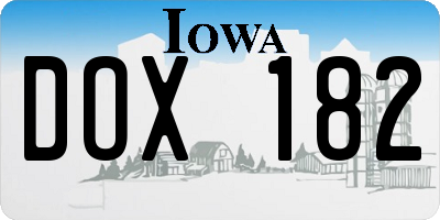 IA license plate DOX182