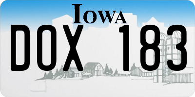 IA license plate DOX183