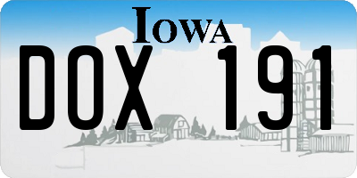 IA license plate DOX191