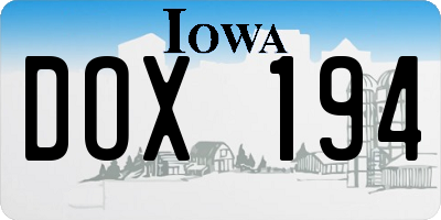 IA license plate DOX194