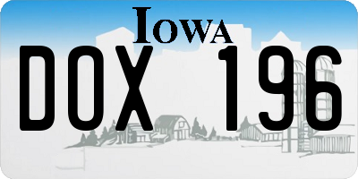 IA license plate DOX196