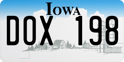 IA license plate DOX198