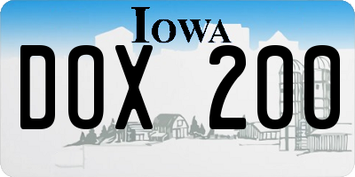 IA license plate DOX200