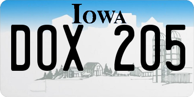 IA license plate DOX205