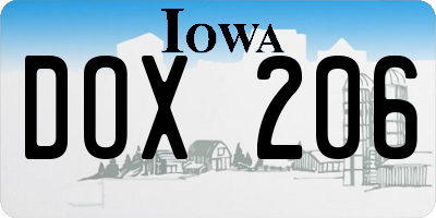 IA license plate DOX206