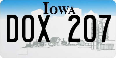 IA license plate DOX207