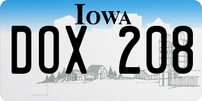 IA license plate DOX208