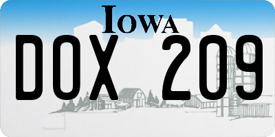 IA license plate DOX209
