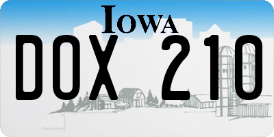 IA license plate DOX210