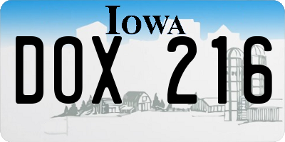 IA license plate DOX216