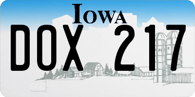 IA license plate DOX217
