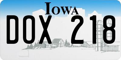 IA license plate DOX218