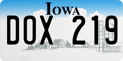 IA license plate DOX219