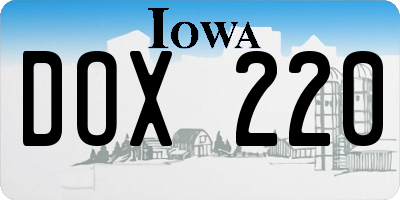 IA license plate DOX220