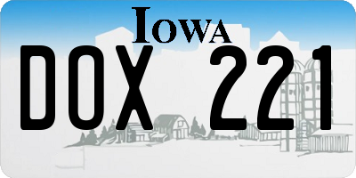 IA license plate DOX221