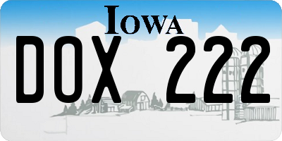 IA license plate DOX222
