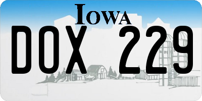 IA license plate DOX229