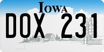 IA license plate DOX231