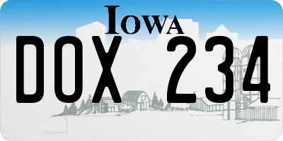 IA license plate DOX234