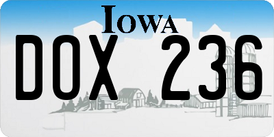 IA license plate DOX236