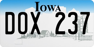 IA license plate DOX237
