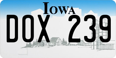 IA license plate DOX239
