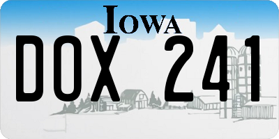IA license plate DOX241