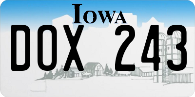IA license plate DOX243