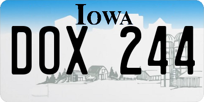 IA license plate DOX244