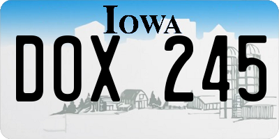 IA license plate DOX245