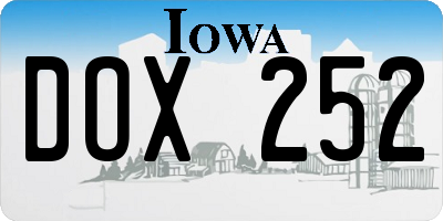 IA license plate DOX252