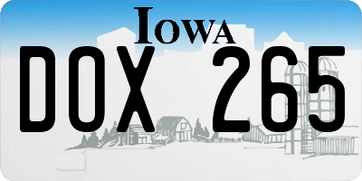 IA license plate DOX265