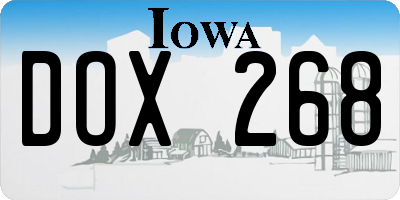 IA license plate DOX268