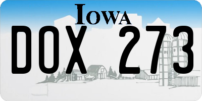 IA license plate DOX273
