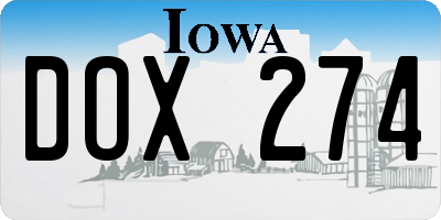 IA license plate DOX274
