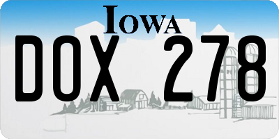 IA license plate DOX278